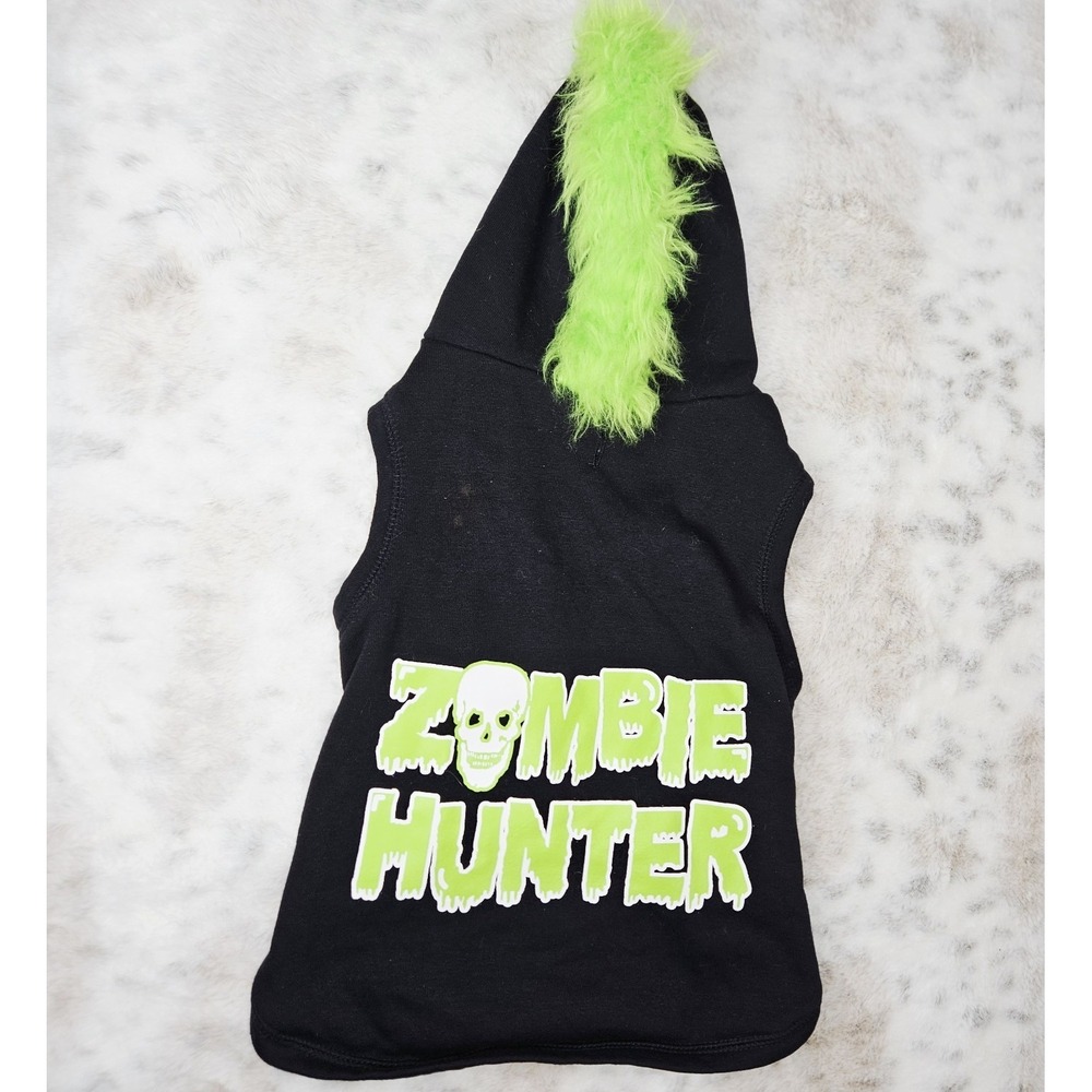 Zombie Hunter Large Dog Outfit Halloween Costume Black Lime Mohawk‎